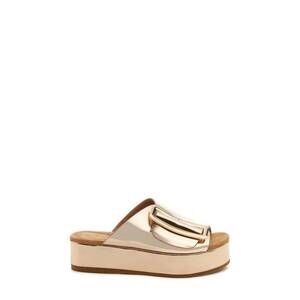 NEW KELSI DAGGER women's dover buckle clog sandal in gold